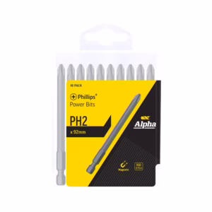 Ten-pack Phillips Power Bits PH2 (92 mm) in yellow and black packaging