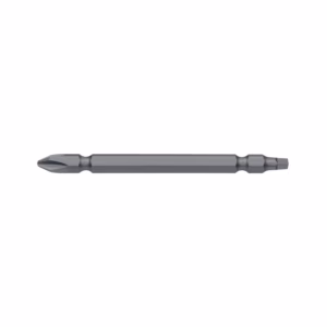 Double-ended screwdriver bit with a Phillips head on one end and a hex drive on the other.