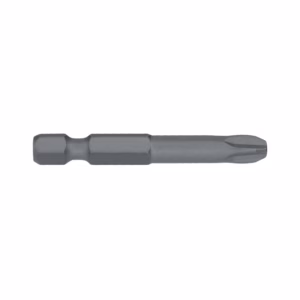 Long metal drill bit with hex shank on the left and twisted cutting tip on the right.