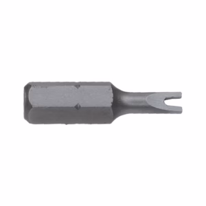 Gray double-cylindrical bit with a forked, two-prong tip