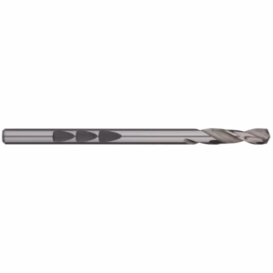 Twist drill bit made of metal for drilling into metal surfaces, shown in a long cylindrical form.