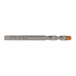 Twist drill bit with a copper-colored tip, 6.5 mm size, metallic gray body and helical flutes for drilling metal or wood.