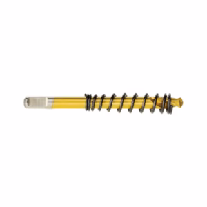 Gold-colored drill bit with a black spiral coil wrapped around the shaft
