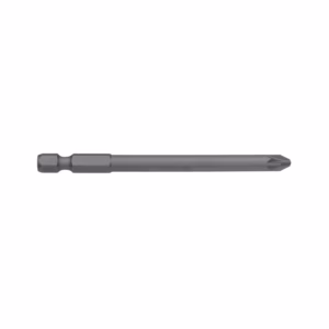 Horizontal gray drill bit with hex shank and conical tip used for drilling