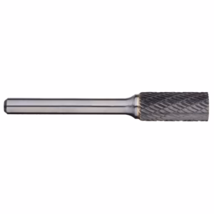 Metal drill bit with a long smooth shank and a knurled textured end for grip on the cutting area