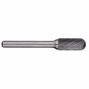 Carbide burr/end mill with knurled cutting head and smooth shank for metalworking