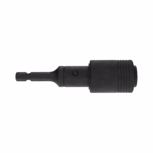 Bit holder/adapter for a drill: hex bit extendable to the left, ribbed cylindrical collar on the right when attached to a driver