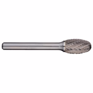 Diamond burr rotary tool: cylindrical shank with a knurled, bullet-shaped diamond-coated grinding head used for shaping metal or stone