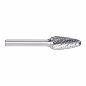 Diamond-coated cylindrical rotary burr with a knurled end on a metal shank, used for grinding and deburring hard materials like metal or stone.