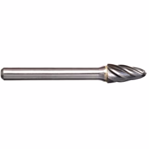 Metal twist drill bit shown lying horizontally on a white background.