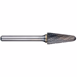 High-speed steel drill bit with knurled grip section and twisted flute, shown from side.