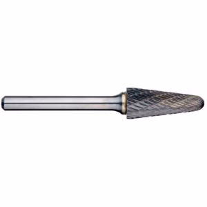 Diamond-coated rotary burr with cylindrical steel shank for material grinding.