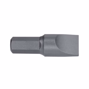 Metal screwdriver/driver bit with hex shank on the left and a square-ended driving tip on the right, shown in gray.