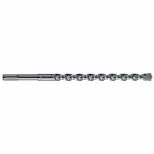 Metal twist drill bit with helical flutes, used for drilling holes in metal or wood, shown in full length