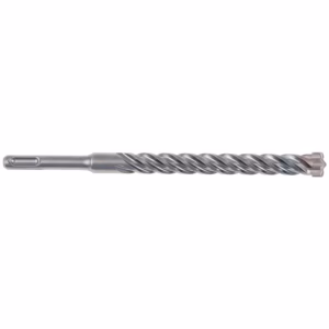 A metal twist drill bit with helical flutes, used for drilling holes in metal or wood, shown in profile against a white background.