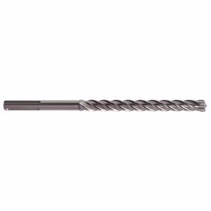 Long steel twist drill bit with spiraled flutes for drilling holes in metal or wood.