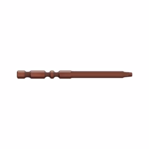 Brown metal screwdriver bit/bit extension laid horizontally