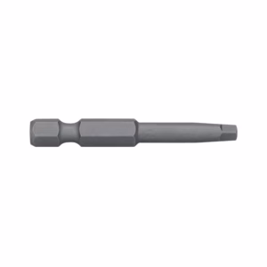 Long steel screwdriver bit with hex-shaped body and a square drive at one end.