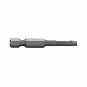 Metal hex screwdriver bit with a grooved cylindrical shaft.