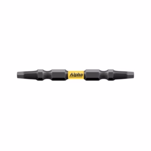 Alpha-brand double-ended screwdriver bit bar with hex ends and yellow center label