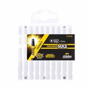 ThunderMAX 75mm impact screwdriver bit set, 10-pack by Alpha in black-yellow packaging