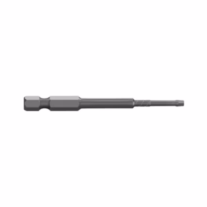 Long metal screwdriver bit with a hex-shaped shank and a short driver end, shown in gray on a white background
