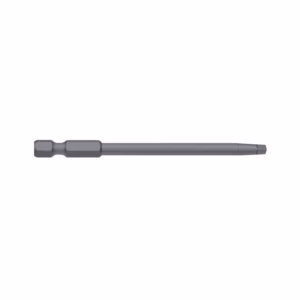 Long gray screwdriver bit with a hex shank and a square/driver end on the left side.