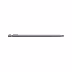 Long gray screwdriver bit extension with square drive on the left and a slim bit tip on the right for reaching screws.