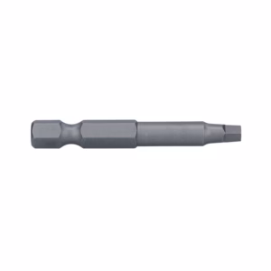 Long metal screwdriver bit with a hex shank and tapered tip, shown horizontally.