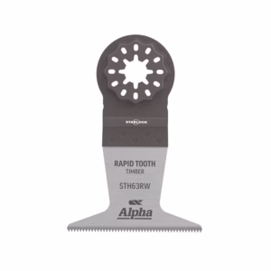 Oscillating-tool timber saw blade with Rapid Tooth design and Starlock mount (Alpha brand).