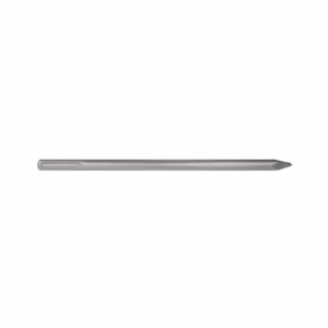 Long, slender metal tool lying horizontally with a rounded end on the left and a pointed/chisel-like tip on the right