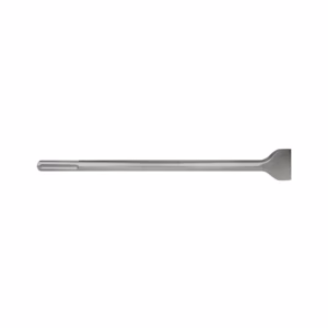 Long metal spatula with a narrow handle and flat rectangular blade used for scraping or flipping food.