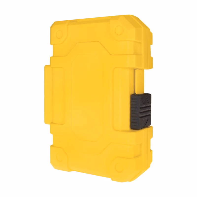 TMDSET-33_3 - Alpha Tools Yellow rugged plastic case with a black side latch, closed and ready for transport.