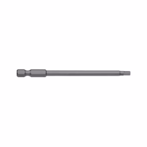Long metal drive extension with a hex socket on one end and a small square tip on the other end