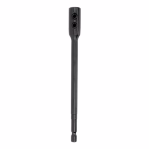 TS08-EXT150 - Alpha Tools Long black bit extension with two small holes near the top and a square drive at the tip