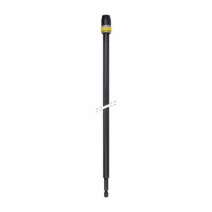 TS08-QREXT600 - Alpha Tools Black telescoping pole with a yellow collar near the top and a small foot at the bottom, showing an adjustable section in the middle.