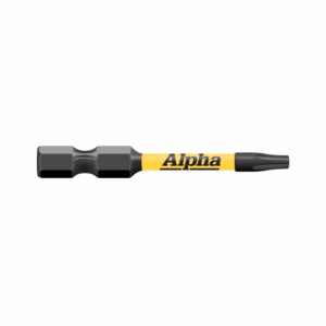 Pen-style screwdriver with a yellow Alpha-labeled handle and a magnetic bit holder on the left side.