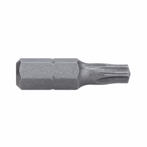 Metal driver bit with a hex shaft and a star-shaped Torx tip, shown in close-up against a white background.