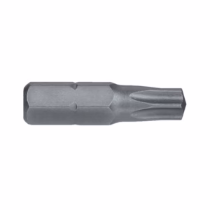 Metal screwdriver/ drill bit with a hex shank and a star-shaped Torx-style tip