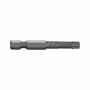 Long metal drill bit with hexagonal shank and spiral flutes, shown in a side view