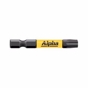 Pen-style marker with a yellow body labeled 'Alpha' and black caps on both ends.