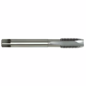 Threading tool (thread mill) with helical cutting teeth on one end and a smooth shank, metal finish