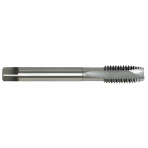 Thread milling cutter with spiral teeth on the right and a hollow square-slot end on the left, metal tool
