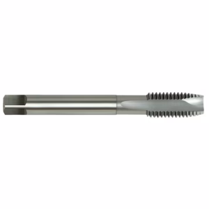 Long CNC threading tool with serrated, helically fluted end for cutting internal/external threads in metal