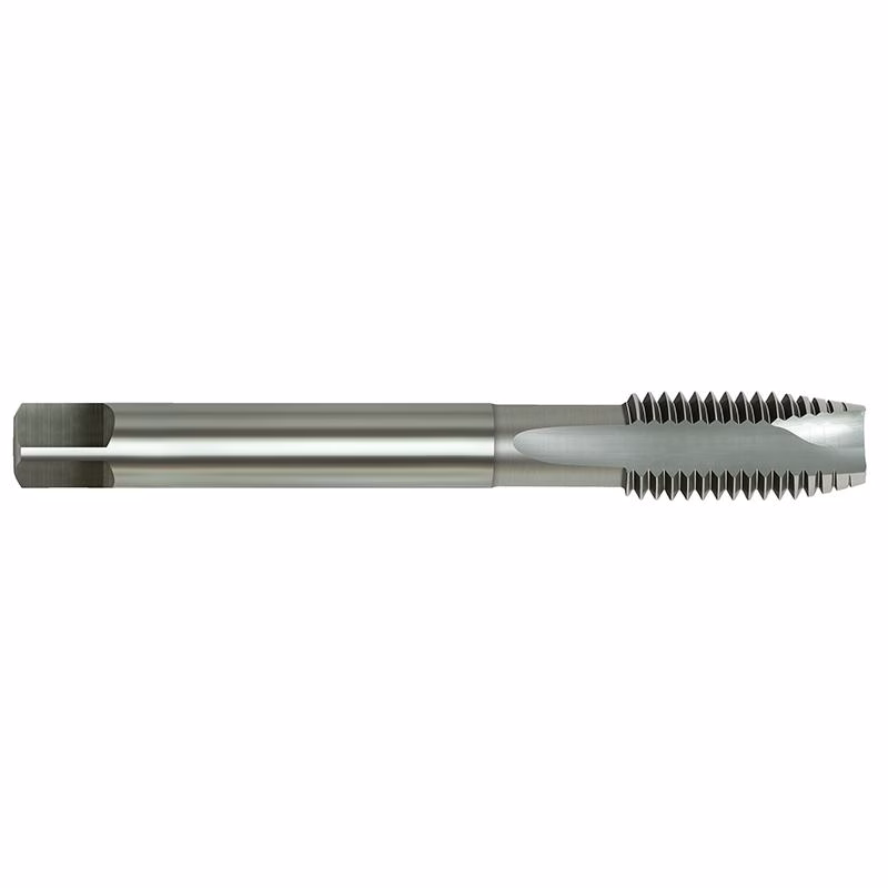 UNFESP58 - Alpha Tools Metal threading tap tool with spiral flutes on the end, shown horizontally for cutting threads in metal.