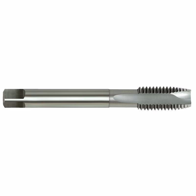 UNFESP8G - Alpha Tools Thread milling cutter with helical teeth on the end and a smooth cylindrical shank for CNC machining.