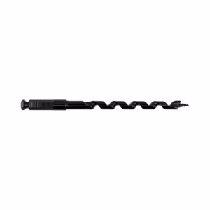 Black self-drilling screw bit with twisted flutes and hex shank, designed to drill and drive screws on fastener projects.