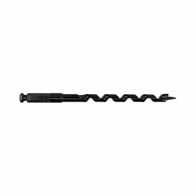 WAH127205 - Alpha Tools Black spiral twist drill bit with hex shank and pointed tip, used for drilling holes in materials