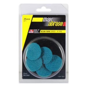 Carded 5 Pack 25mm x Z24 Resin Fibre Disc R Type Zirc. Grit