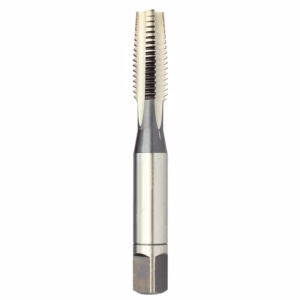 Metal threading die with a hexagonal drive end, used to cut external threads on rods.
